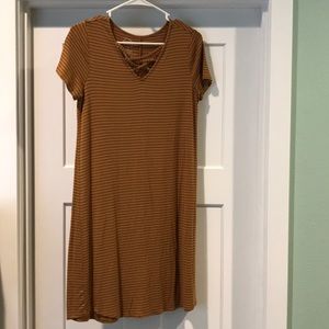 Maurice’s 24/7 Striped mustard yellow & navy dress